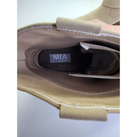 Mia Clement Womens Western Bootie Size 10M Tan Stacked Heel Rustic Slip-On - Picture 10 of 15